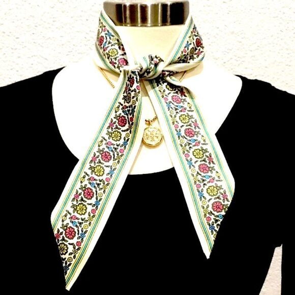 TORY BURCH T MONOGRAM RIBBON TIE TWILLY SCARF - Picture 1 of 1